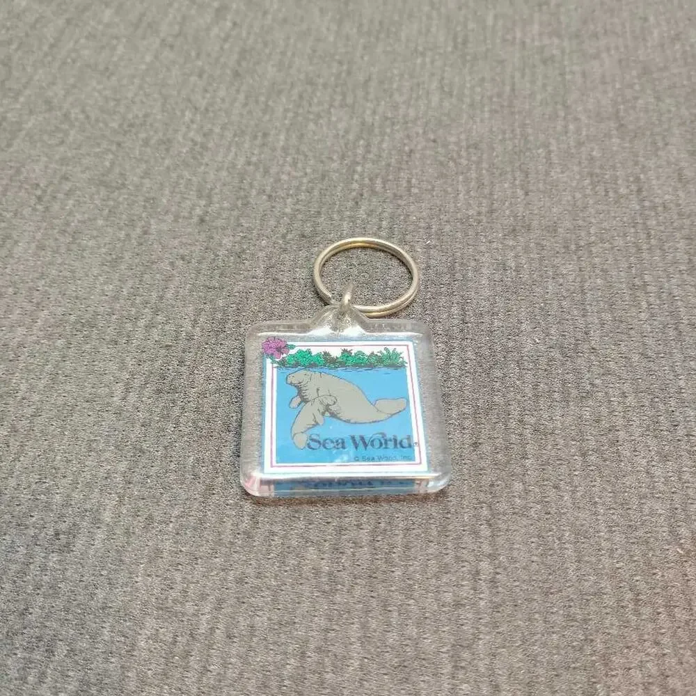 Sea World Manatee Keychain Mom & Baby Manatee Souvenir Animal Charm